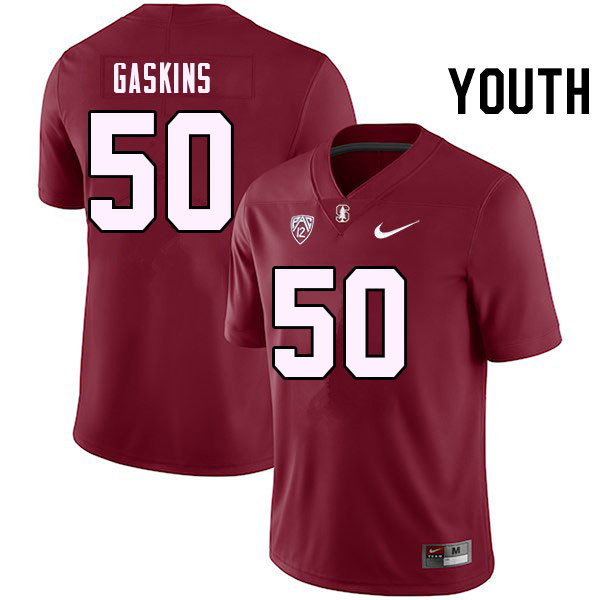 Youth #50 R.J. Gaskins Stanford Cardinal College Football Jerseys Stitched Sale-Cardinal